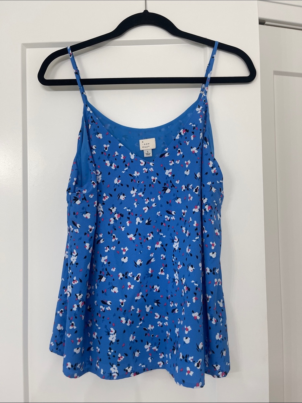 a new day Blue Floral Spaghetti-Strap Camisole